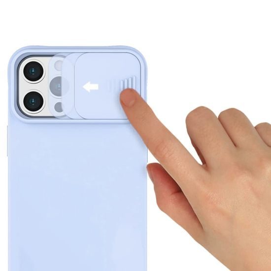 Husă Nexeri cu capac pentru cameră, iPhone 14 Pro, albastru deschis