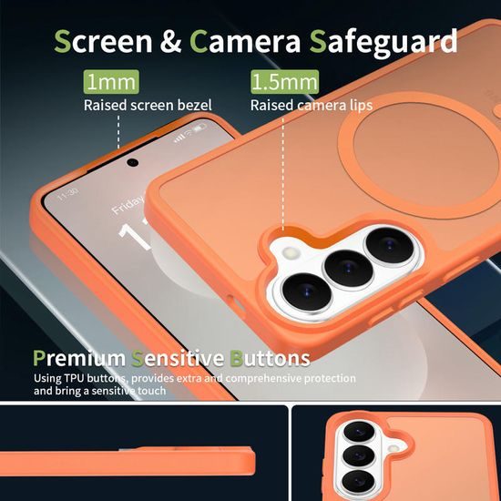 JP MagFit Colour MagSafe θήκη με μαγνήτη N52, Samsung Galaxy S26 Plus, πορτοκαλί