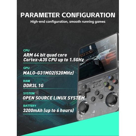 PK01S Prenosná herná konzola s 3,5" IPS displejom, čierna