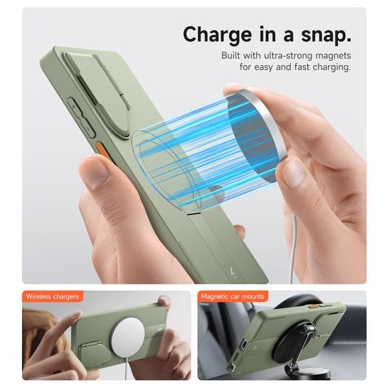 Suritch MagSafe Kickstand Camprotector obal Samsung Galaxy S25 Ultra, zelený