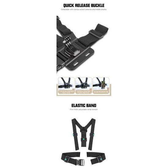 Action Camera Chest Strap Pro – Στηθιαίος Ιμάντας για Κάμερα και Κινητό με Αντάπτορα 1/4"