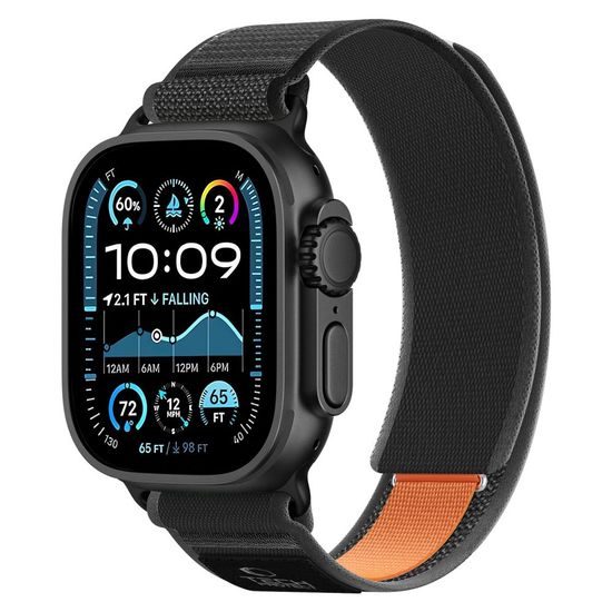 Tech-Protect Nylon Elite Apple Watch 8 / 9 / 10 / 11 / 12 / SE / Ultra (44 / 45 / 46 / 49) mm, čierno-oranžový