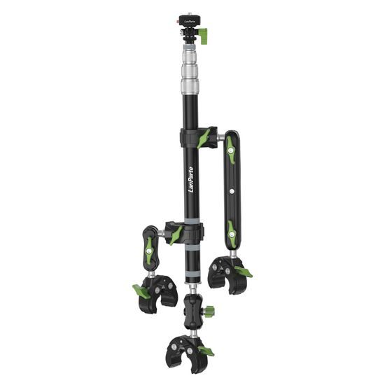 LanParte PMH-C3 supporto telescopico per fotocamere 360° e action cam per moto, 1,5 m, fissaggio a 3 punti, sistema a sgancio rapido