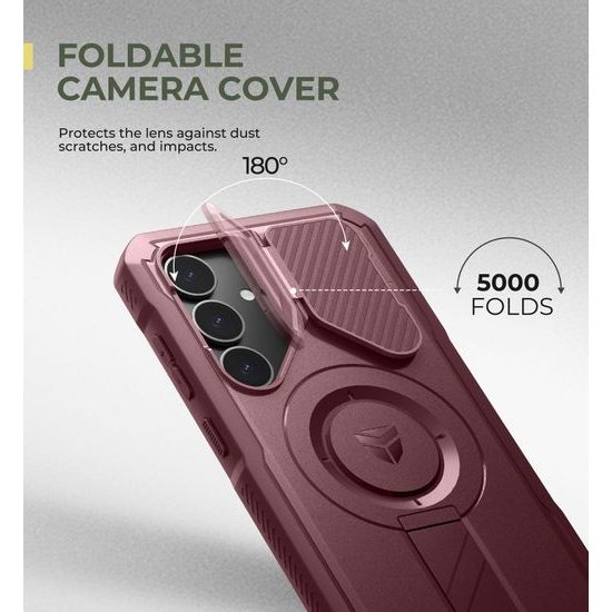 Dexnor MagSafe 360 Kickstand Camprotector borító Samsung Galaxy S25 Plus, bordó