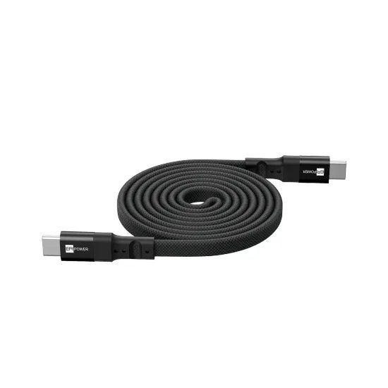 ER POWER Flat Magnetic kabel USB-C - USB-C, PD 100W, 1,5m, Sort