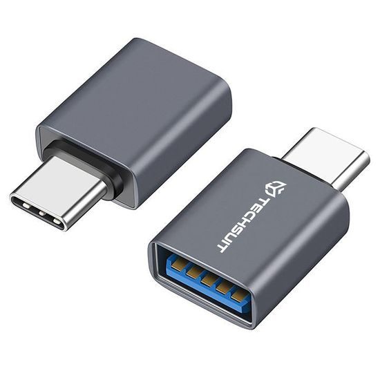 Techsuit Premium OTG adaptér SlateVolt (A8) USB - USB-C, sivý