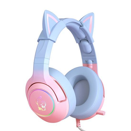 Onikuma K9 RGB gaming headset, kék-rózsaszín