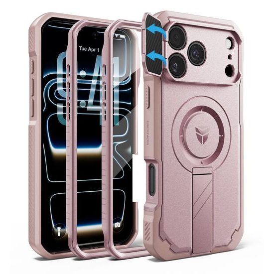 Dexnor MagSafe 360 Kickstand Case für iPhone 17 Pro Max / 18 Pro Max mit Kameraschutz - Rosa