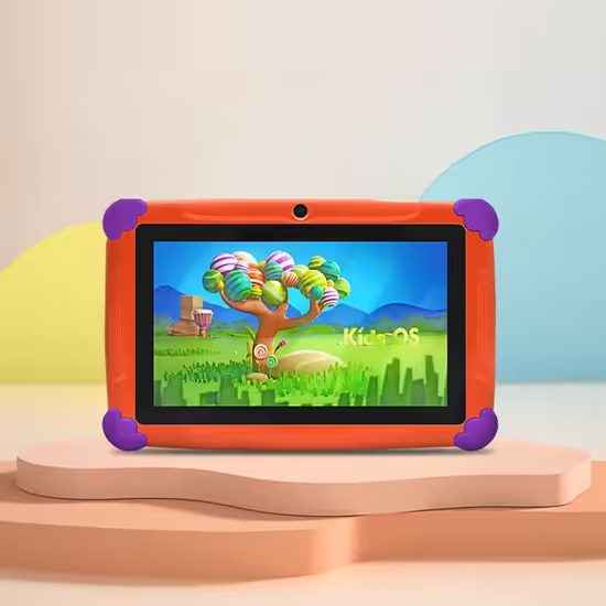 Wintouch K77 táblagép gyerekeknek játékokkal, Android, dupla kamera, narancssárga