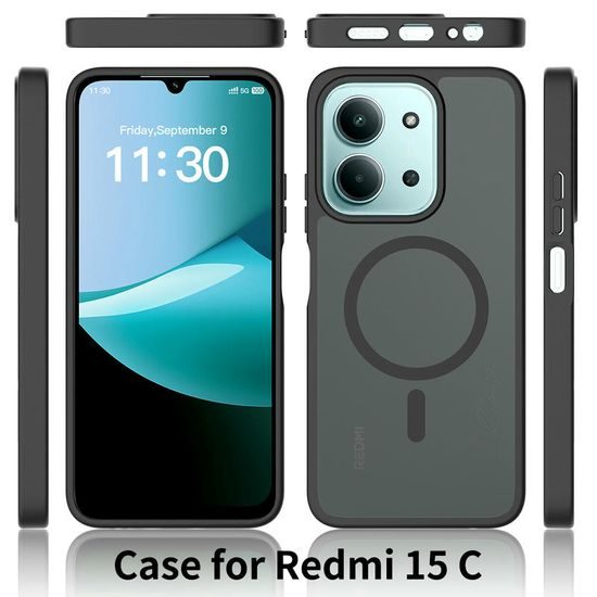 JP MagFit Colour MagSafe θήκη με μαγνήτη N52, Xiaomi Redmi 15C, μαύρη