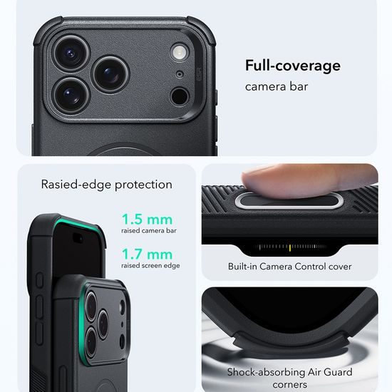 iPhone 17 Pro / 18 Pro vāciņš – ESR Cyber Halolock MagSafe aizsargvāciņš – melns