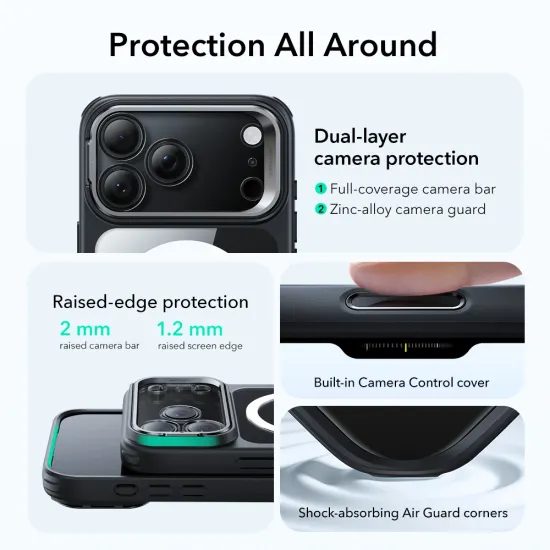 ESR Classic Hybrid Kickstand MagSafe, iPhone 17 Pro Max, μαύρο