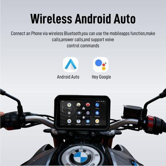 6" Motociklistički zaslon s bežičnim CarPlay i Android Auto, dvostrukom Full HD kamerom i brzootpusnim nosačem