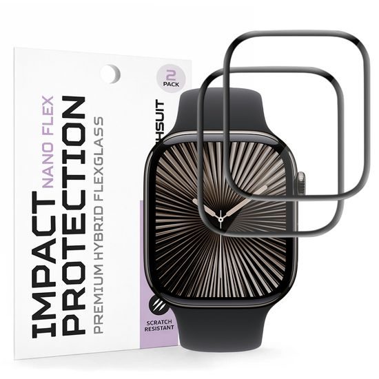 Apple Watch 10 / 11 42mm apsauginė plėvelė – Techsuit Nano Flex, 2 vnt. – juoda