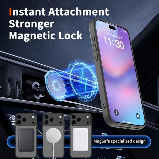 JP MagFit Clear MagSafe θήκη με μαγνήτη N52, iPhone 17 Pro Max, μαύρη