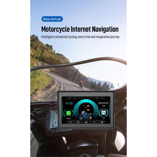 5" Motociklistički zaslon s prednjom i stražnjom kamerom, GPS navigacijom i CarPlay / Android Auto (IP67)