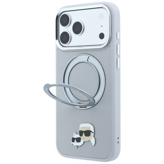 Karl Lagerfeld Leather Ring Stand 360 KC Pin MagSafe ümbris iPhone 17 Pro / 18 Pro – hall
