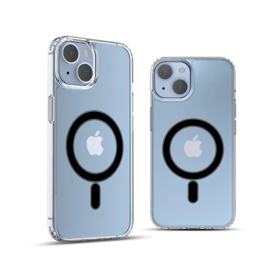 iPhone 14 dėklas – ER Case Ice Snap Black Edition skaidrus su MagSafe – skaidri