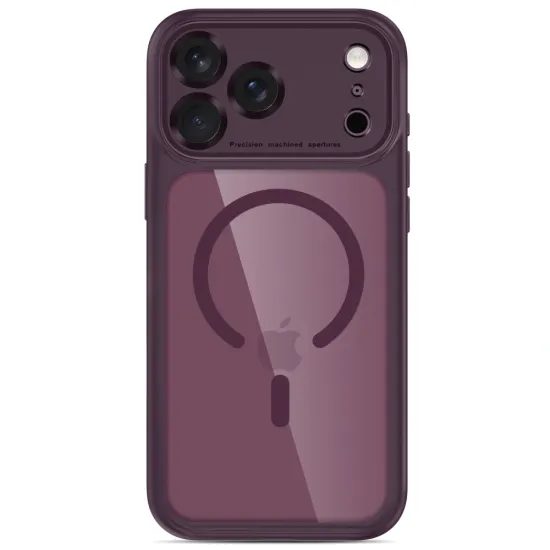 iPhone 17 Pro Max / 18 Pro Max dėklas – Tech-Protect MagPeak MagSafe CC – vyno raudona / skaidri