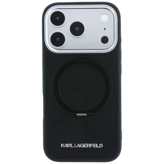 Karl Lagerfeld Ring Stand 360 Saffiano MagSafe ümbris iPhone 17 Pro / 18 Pro – must