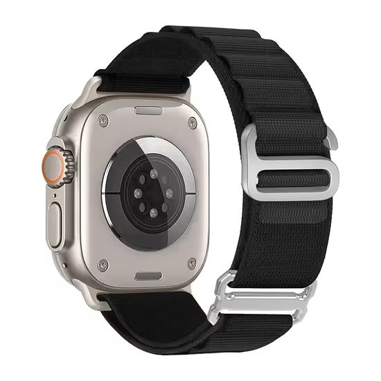 JP Νάιλον λουράκι Alpine Loop με μεταλλική αγκράφα, Apple Watch 1 / 2 / 3 / 4 / 5 / 6 / 7 / 8 / 9 / 10 / SE 1 / 2 / 3 (38 / 40 / 41 / 42 mm), μαύρο