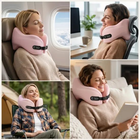 Tech-Protect ComfortRest Cestovní polštář za krk, růžový