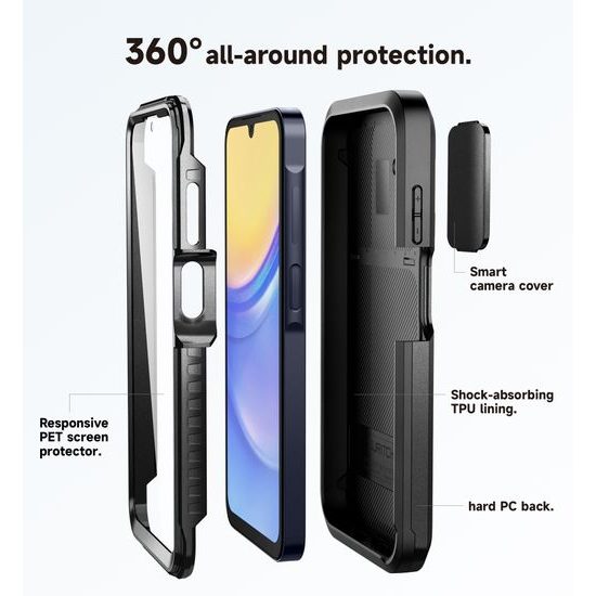 Suritch 360 Kickstand Camprotector obal Samsung Galaxy A15, černý
