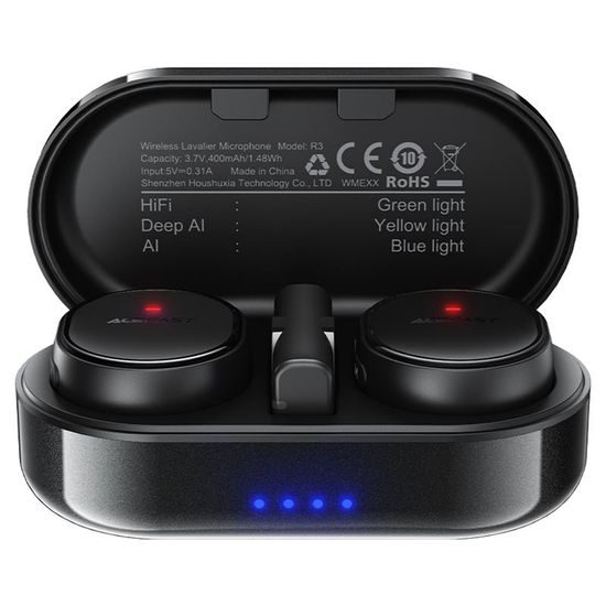 Acefast Draadloze Microfoons (R3) - Professioneel Lavalier Microfoonsysteem met Oplaadcase - Zwart