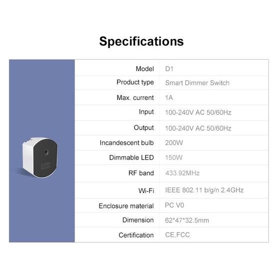 Dimmer inteligent Sonoff D1