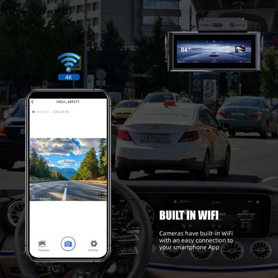 4K WiFi autokamera s 2,99" displejem a zadní kamerou