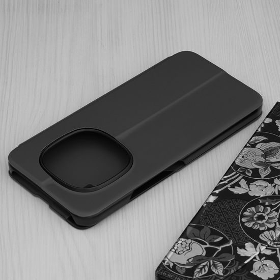 Eco Leather View Schutzhülle für Xiaomi Redmi Note 15 Pro Plus 5G / Poco M8 Pro 5G - Kunstleder Flip Case mit Standfunktion - Schwarz