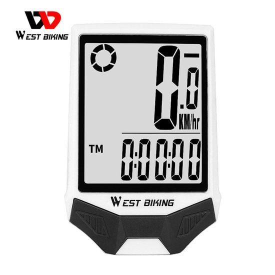 West Biking Fahrradcomputer Kabellos mit großem Display und Beleuchtung (IPX6) - Weiß