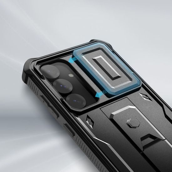 Samsung Galaxy S25 Hoesje - Tech-Protect Kevlar Cam+ - Schokbestendig met Camera Cover & Standaard - Zwart