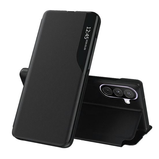 Eco Leather View Case Schutzhülle für Samsung Galaxy A27 5G - Kunstleder Flip Case mit Standfunktion - Schwarz