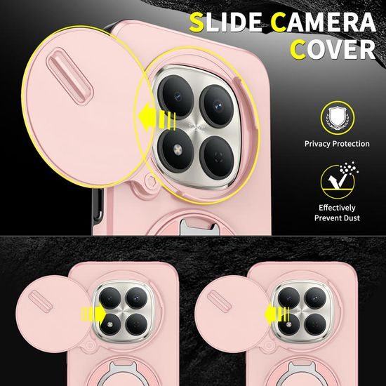 Camslide Stand Schutzhülle für Xiaomi Redmi Note 15 Pro 5G - Mit Kamera-Schieber und Metallständer - Rosa