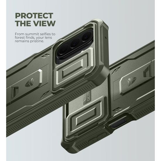 Dexnor 360 Kickstand Camprotector Schutzhülle für Samsung Galaxy A27 - Hybrid Handyhülle mit Kameraschutzklappe und Ständer - Grün
