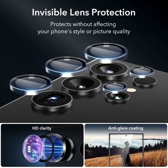 ESR Protector 2-PACK, 2 edzett szemüveg applikátorral + 1 edzett üveg a lencsén, Samsung Galaxy S24 Ultra