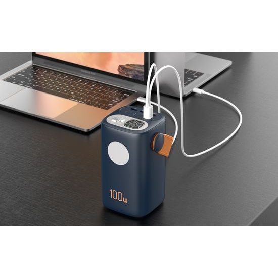 Powerbanka για φορητούς υπολογιστές και outdoor 60.000 mAh, 100W + 30W PD, ισχυρό φως LED, μαύρη