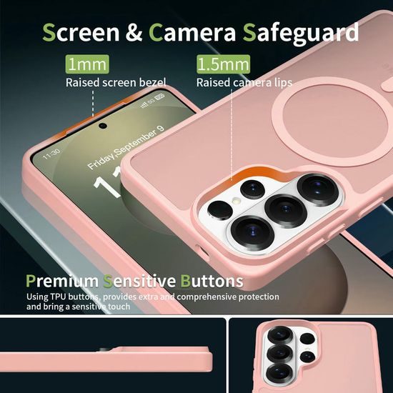 JP MagFit Colour θήκη MagSafe με μαγνήτη N52, Samsung Galaxy S26 Ultra, ανοιχτό ροζ