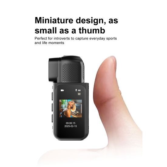 Mini sportovní kamera 2.7K s otočným objektivem a magnetickým uchycením, černá