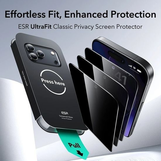 ESR Privacy Σκληρυμένο Γυαλί UltraFit, iPhone 17 Pro, 3 τεμάχια