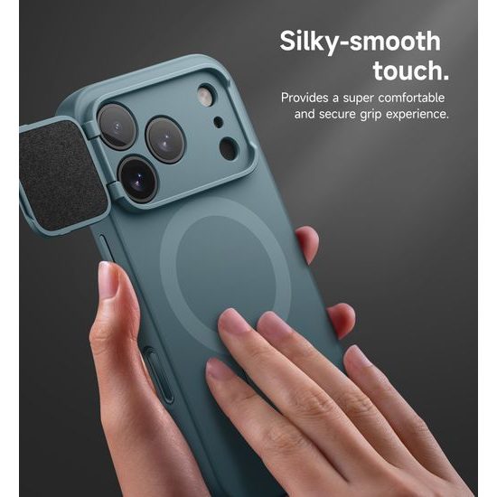 Husă Suritch MagSafe cu Suport și Protecție Cameră iPhone 17 Pro Max / 18 Pro Max, verde închis