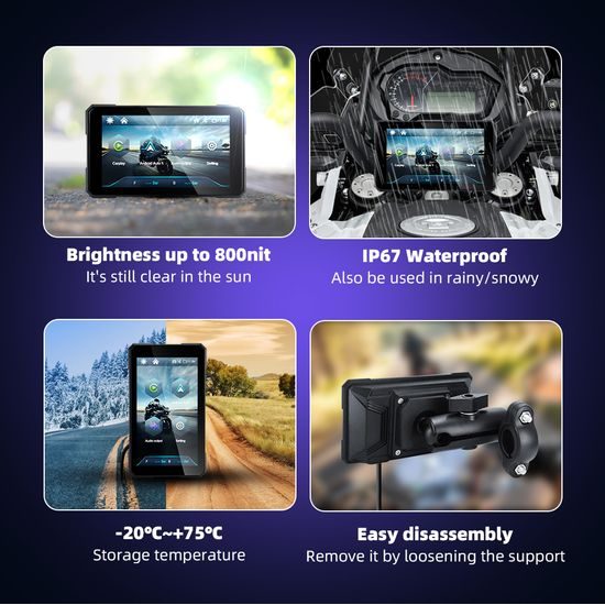 5" motocyklový displej s bezdrôtovým Apple CarPlay a Android Auto