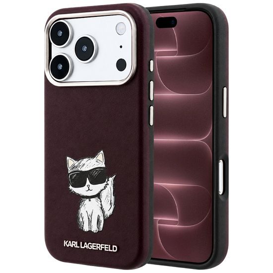 Karl Lagerfeld Smooth Leather Choupette Sketch MagSafe ümbris iPhone 17 Pro Max / 18 Pro Max – punane