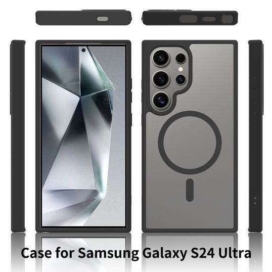 JP MagFit Clear MagSafe Θήκη με Μαγνήτη N52, Samsung Galaxy S24 Ultra, Μαύρη