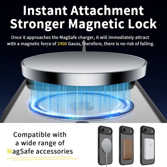 JP MagFit Clear MagSafe θήκη με μαγνήτη N52, iPhone Air, μαύρη