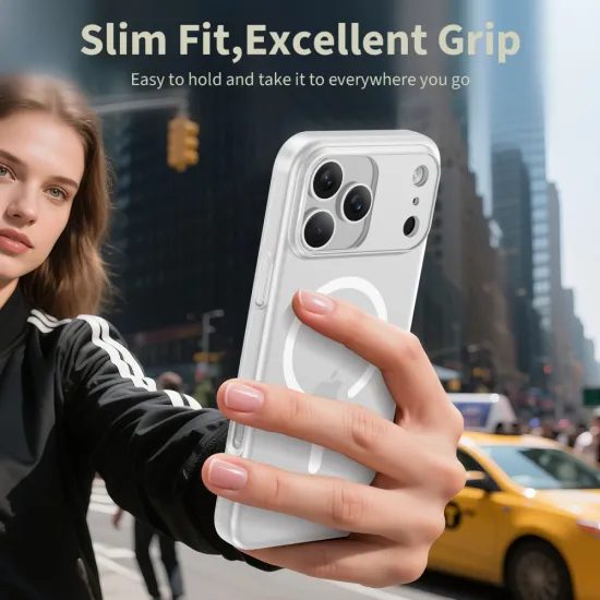 Tech-Protect MagSlim Hoesje - MagSafe geschikt - met Camera Cover - voor iPhone 17 Pro - Wit Mat