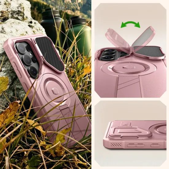 Tech-Protect Kevlar MagSafe Schutzhülle für Samsung Galaxy S26 Ultra - Hybride Hülle mit Ständer - Rosa