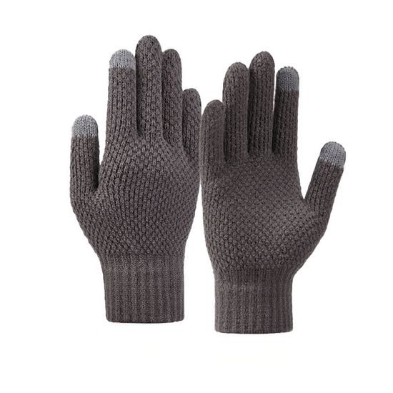 Zimske pletene rokavice za telefon, sive