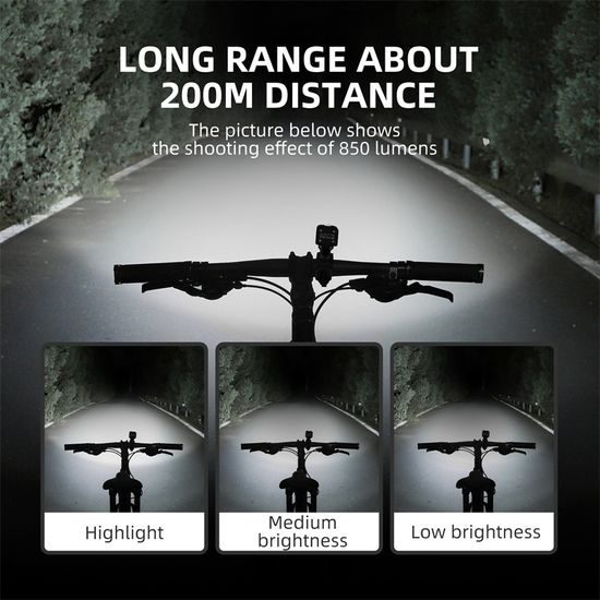 West Biking Fahrradlicht Vorne - Wasserdicht IPX6 - 850 Lumen - 5 Modi - USB-C Aufladbar - Schwarz